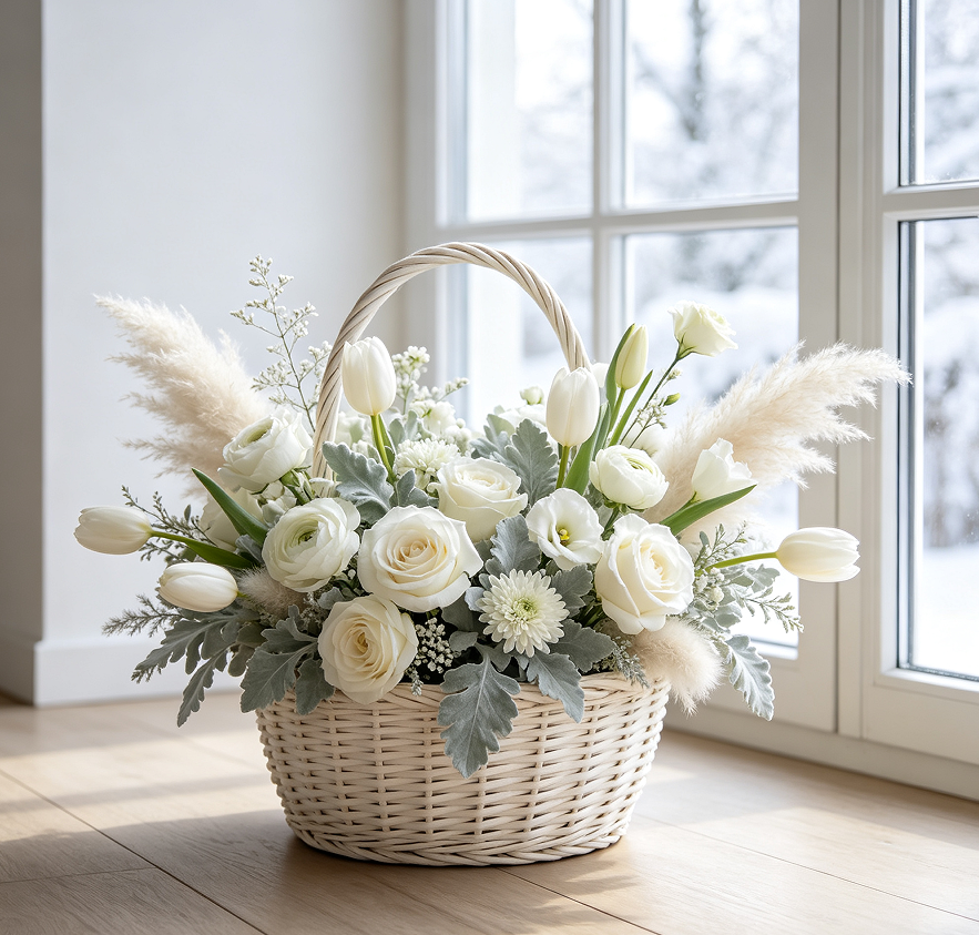 Snow Velvet Nordic Basket Flower Special
